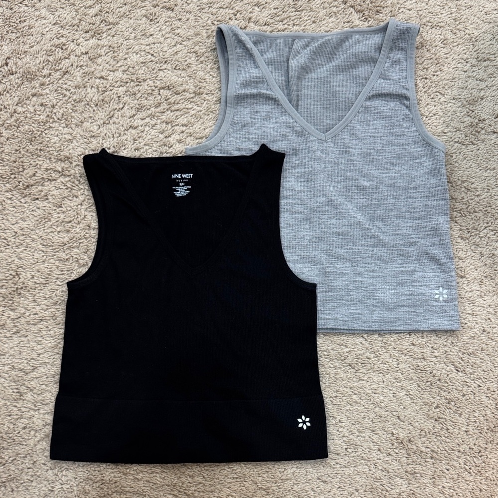 Nine West Black and Gray Tank Tops